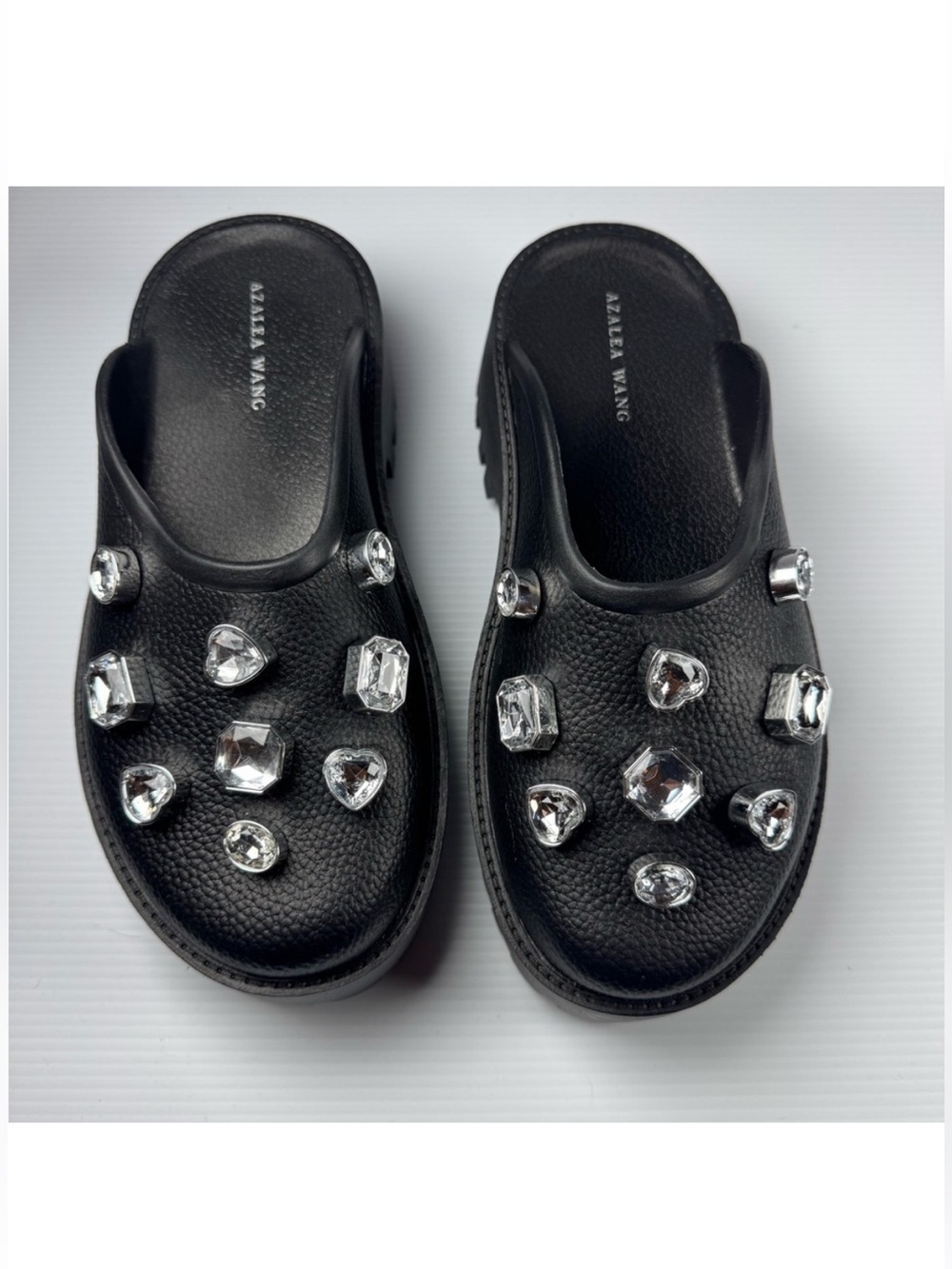 New🔥Azalea Wang Black Jeweled Slide Clog
